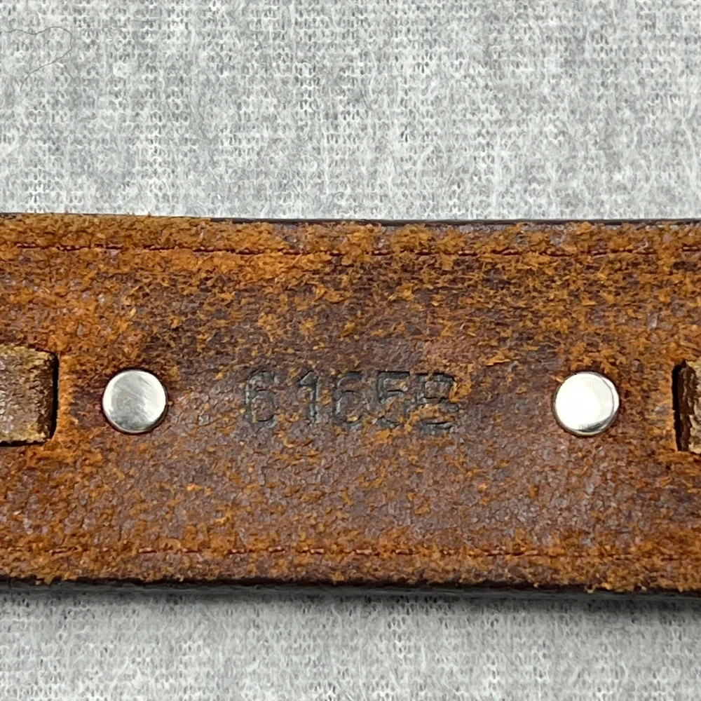California Billy Belt Mens 34 Brown Leather Concho Western Engraved Buckle 1993